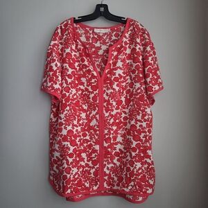 Tory BurchSILK Coral Cream V Neck Blouse Short Sleeve Top Tshirt Tunic EUC S/M 8